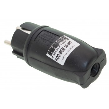 Вилка прямая Bemis BEM10-007 (каучук) 1х16А черная