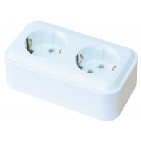 Розетка накладная двойная c заземлением GISelt Premiera белая