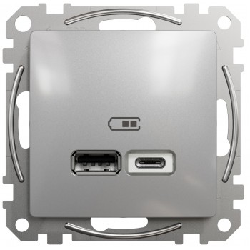 USB розетка тип A+C 2,4A Schneider Electric Sedna Design алюминий