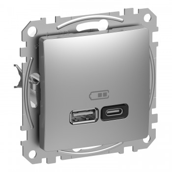 USB розетка тип A+C 3A 45Вт Schneider Electric Sedna Design алюминий
