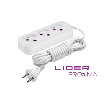 Удлинитель Lider Proxima LP16-313 3 гнезда на 3 метра без заземления белый