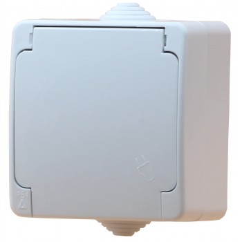 Розетка накладная с заземлением со шторками и с крышкой GUNSAN Nemliyer IP54 Белая