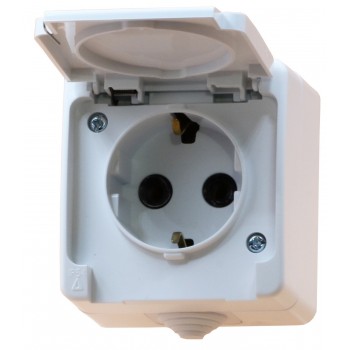 Розетка накладная с заземлением со шторками и с крышкой GUNSAN Nemliyer IP54 Белая
