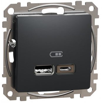 USB розетка тип A+C 2,4A Schneider Electric Sedna Design черный