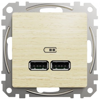USB розетка тип A+A 2,1A Schneider Electric Sedna Elements береза