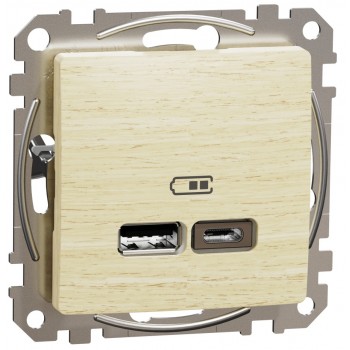 USB розетка тип A+C 2,4A Schneider Electric Sedna Elements береза