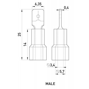 Изолированный наконечник-соединитель E.NEXT e.terminal.stand.mdd5.5.250 (dd.m.4.6), "папа" 100шт
