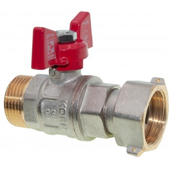 Кран шаровый с накидной гайкой прямой KOER KR.220 вн-нар 3/4" красная бабочка