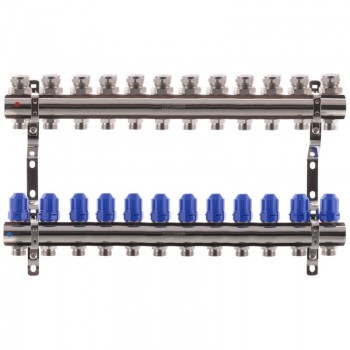 Коллекторный блок KOER KR.1100-12 - 1”x12 WAYS с термостатическими клапанами