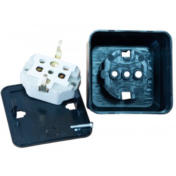 Розетка накладная одноместная c заземлением Lumano Rodina, черная