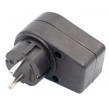 Вилка-розетка 16 А с заземлением и выключателем черная