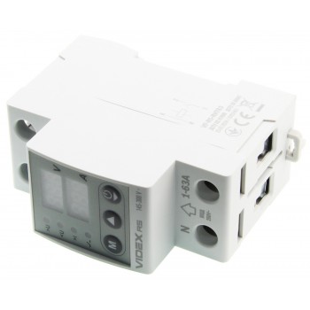 Реле контроля напряжения и тока Videx Resist VF-RS-RNT63 145-300В 1-63A