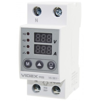 Реле контроля напряжения и тока Videx Resist VF-RS-RNT63 145-300В 1-63A