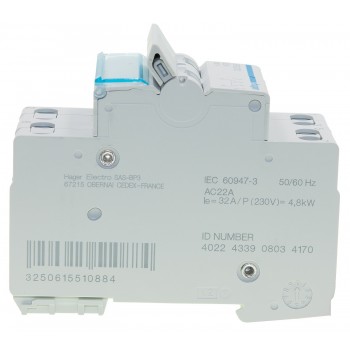 Переключатель ввода резерва перекидной I-0-II Hager SFB232 с общим выходом снизу, 2-полюсный 32А