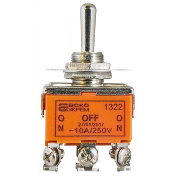 Переключатель-тумблер Аско-Укрем 1322 3 положения 6 контактов