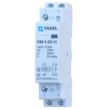 Контактор модульный TAKEL КМ-1-25-11 230В 25А 1NO+1NC