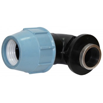 Колено зажимное 90° Unidelta для ПЭ труб КВР d63мм с внутренней резьбой 1 1/2"