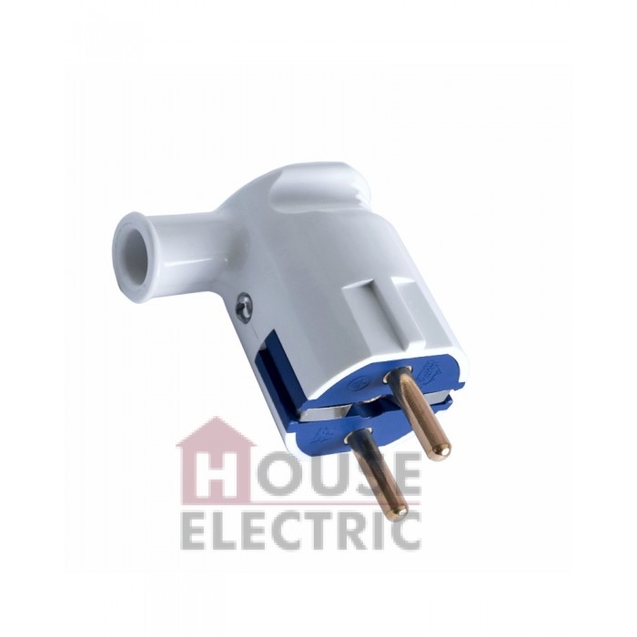 Вилка Right Hausen 16А углавая с заземлением белая