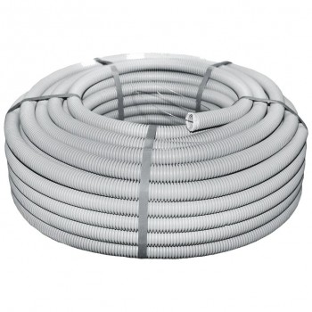 Гофрированная гибкая ПВХ труба  Ø16мм, ДКС тяжёлая с протяжкой, цвет серый (100 м.)