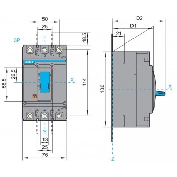 Силовой автоматический выключатель CHINT NXM-125S/3300  25кА 3P 100A