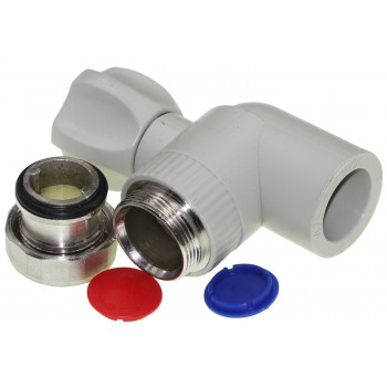 Кран радиаторный угловой PPR Grandi d25 мм с наружной резьбой 3/4"