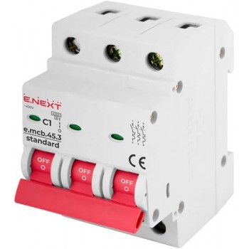 Модульный автоматический выключатель e.mcb.stand.45.3.C16, 3р, 16А, C, 4.5 кА  E.NEXT